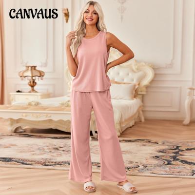 Плюс Размер Женский Весенний Жилет Топ Брюки Домашняя Одежда Пижама Комплект Из Двух Частей