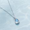 925 Sterling Silver Moonstone Water Drop Charm Pendant Choker Necklace for Girl Women Statement Wedding Jewelry