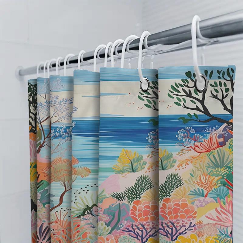 Красочная шторка для душа с коралловым принтом, водонепроницаемая тканевая, украшение для ванной комнаты для дома, декор для ванной, идеальная идея для подарка (многокрасочный)