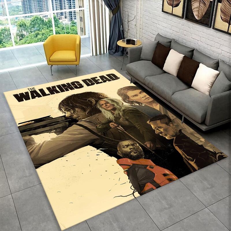 Классический ковер The Walking Dead Рик и Дэрил, ковер в стиле хоррор для ТВ, для спальни, гостиной, дивана, прихожей, домашний декор, детский коврик, нескользящий