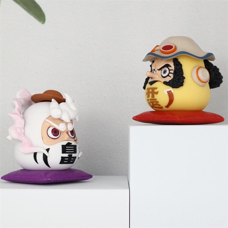 6см Q-версия Фигурка Аниме One Piece Ника Луффи Зоро Санджи Нами Кос Супер Дарума Фигурка ПВХ Статуэтка Модель Игрушки Украшения для Автомобиля