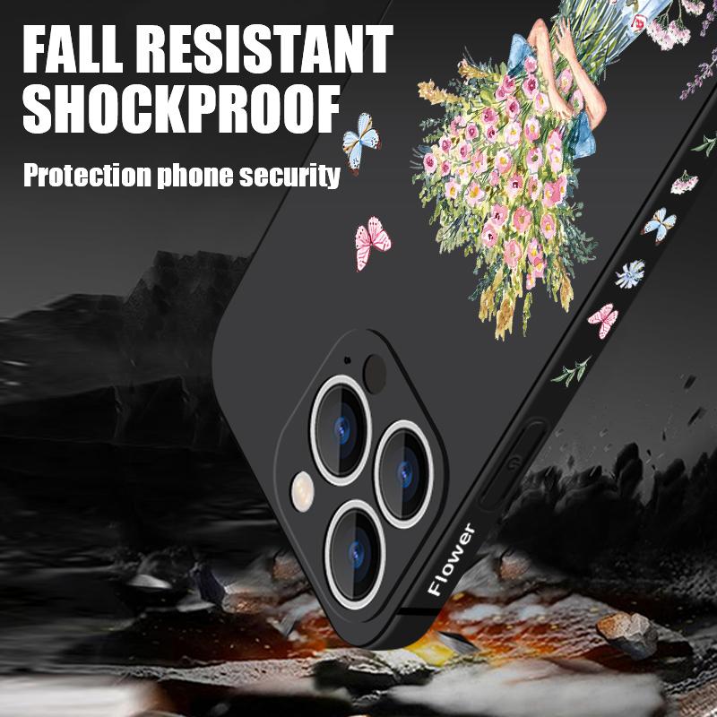 Роскошный чехол-шнурок с цветами для девочек для iPhone 15 16 17 Pro Max Мягкая силиконовая крышка Coque для iPhone 11 12 13 14 Pro Max 16E 17 Air