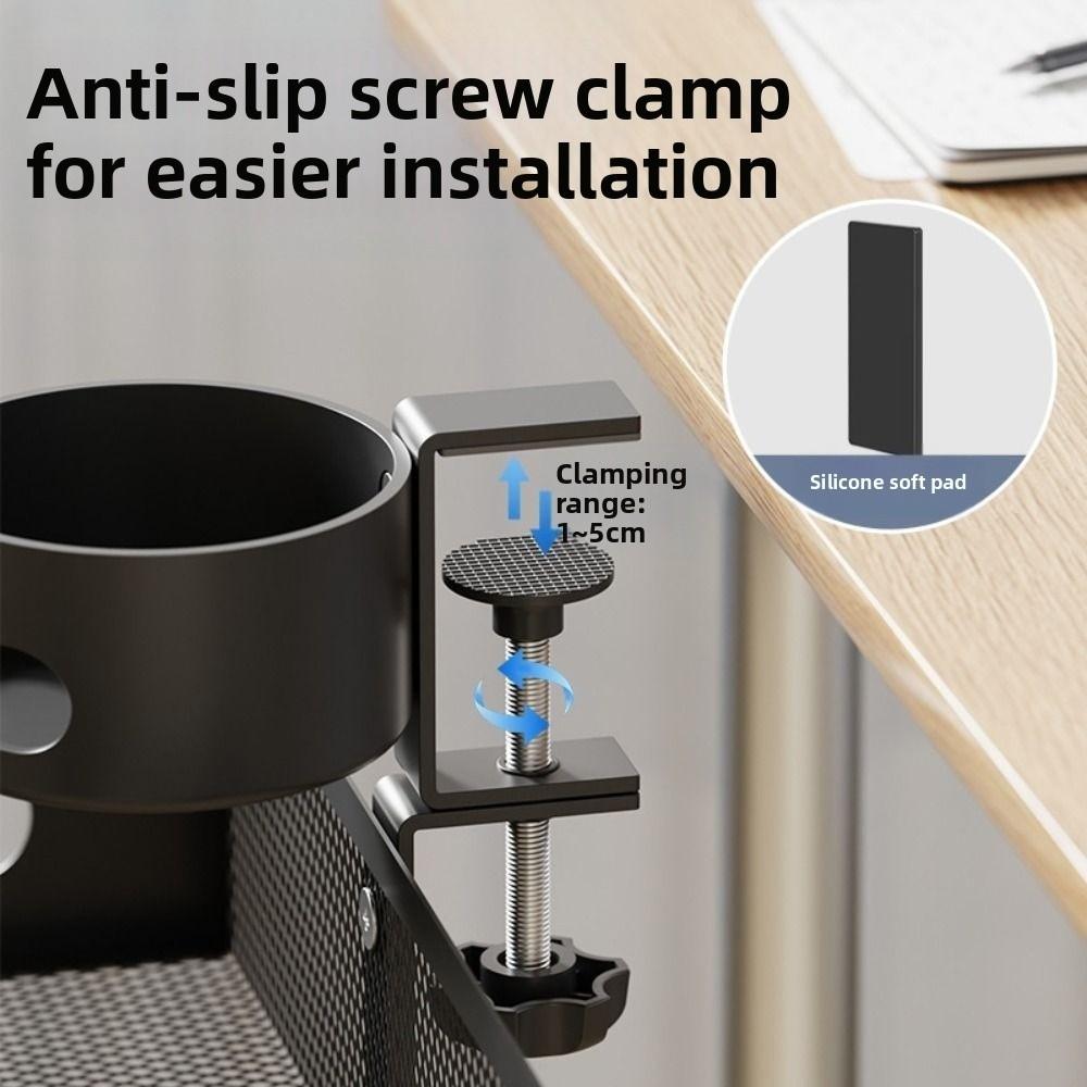 No Drill Under Desk Storage Rack Carbon Steel Under Desk Organizer Clamp-On Document Tray School