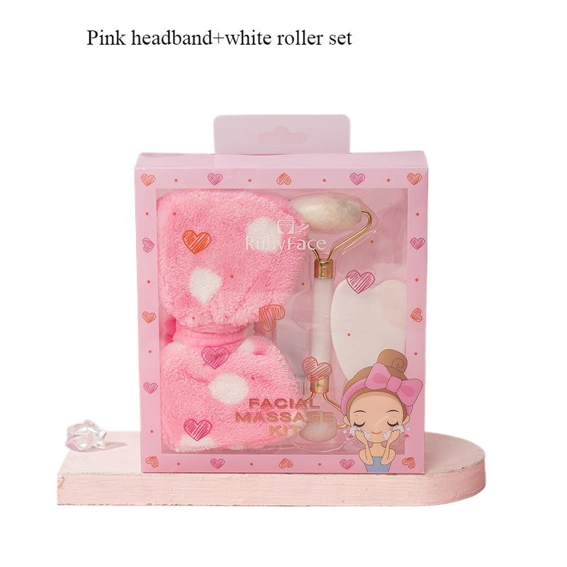 Hair Belt Jade Roller Scraping Plate Set Coral Velvet Hair Belt Xiuyu Jade Pushing Beauty Tools High Quality Adults and Children