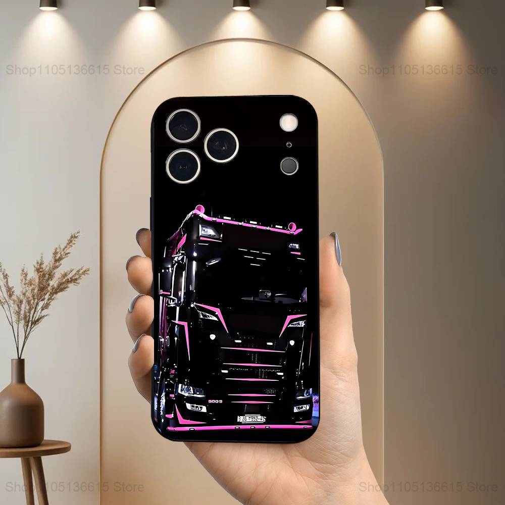 Cool Heavy Truck Art For iPhone 13,16,11,14,17,12,15,Plus,Pro Max,XS,X,XR,SE,Mini,8,7,Phone Case Soft Silicone Black