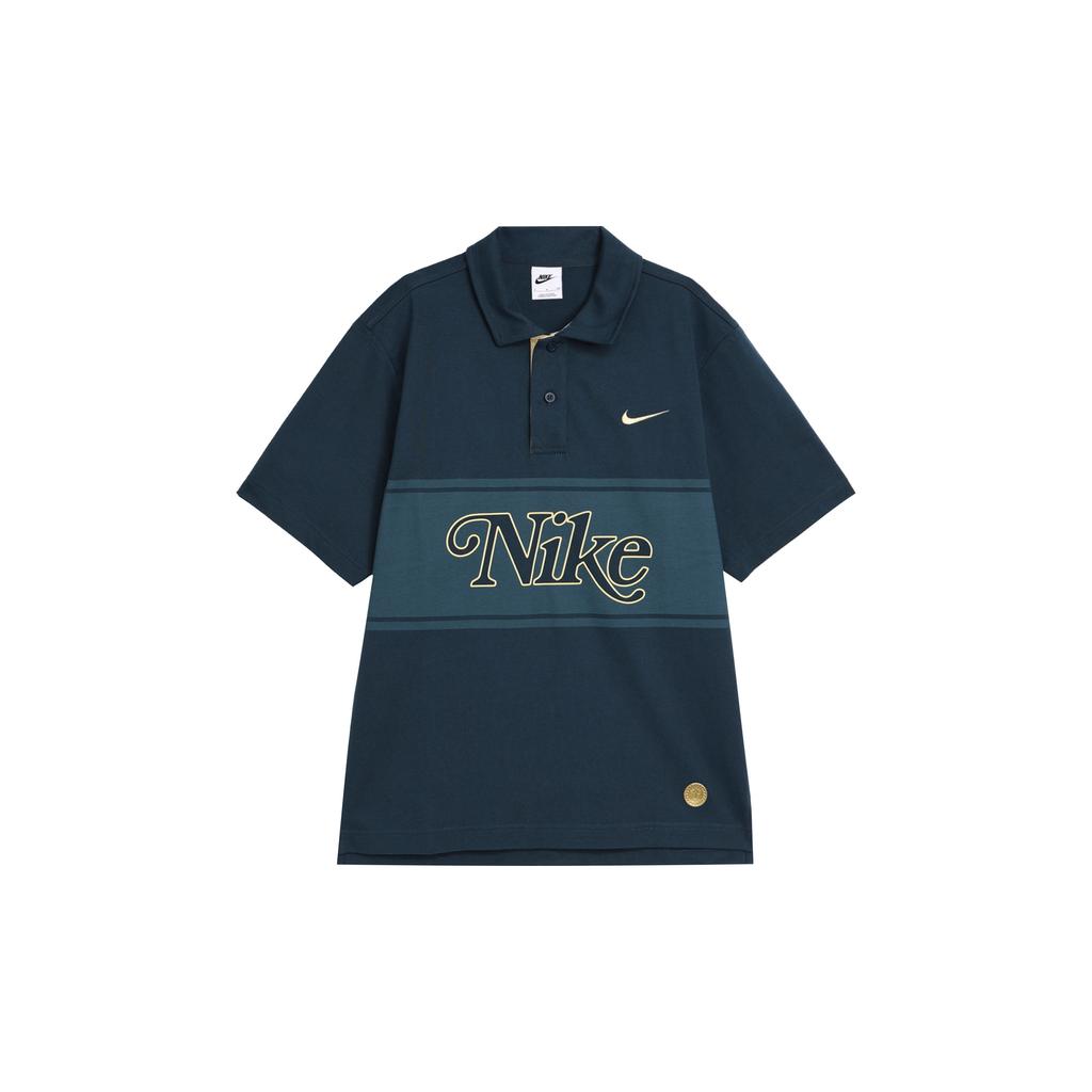 Nike Спортивная одежда с принтом логотипа и цветными блоками. Мужские рубашки поло. Темно-синие HM4456-478