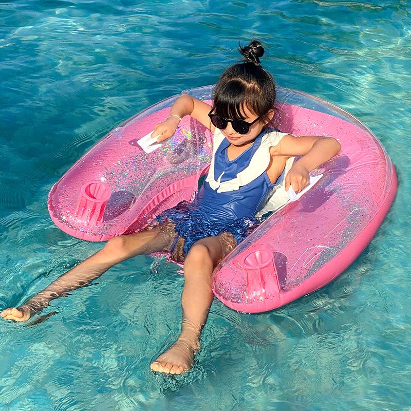 Adult And Children'S Water Leisure Lounge Chair Outdoor Water Play Pvc Inflatable Transparent Sequin Seat Floating Row Quality
