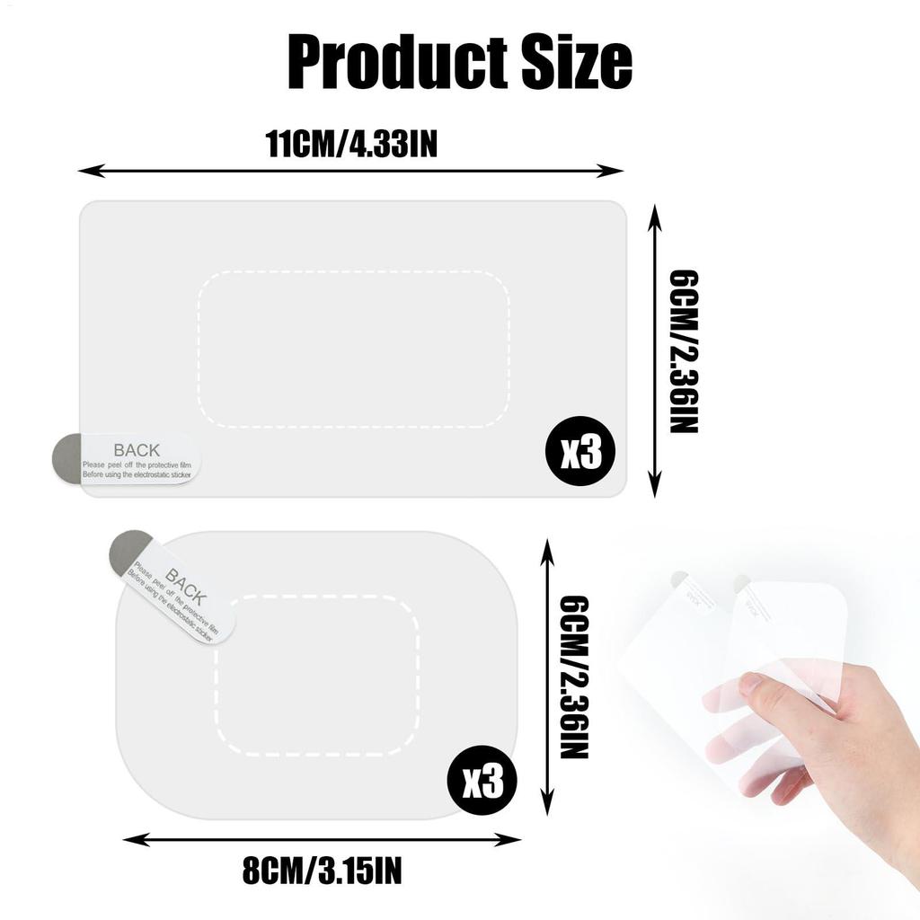 6 шт. Наклейка на лобовое стекло для видеорегистратора Наклейка-пленка для экрана HUD автомобиля Предотвращает царапины Электростатические наклейки для лобового стекла видеорегистратора