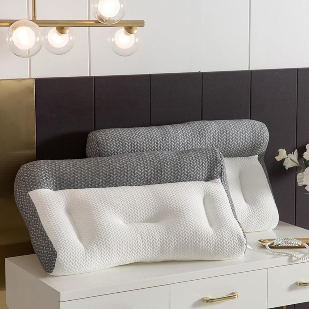 Эргономичная контурная подушка для облегчения боли в шее и плечах, ортопедическая подушка для глубокого сна и легкого сна, подушки для поддержки шейного отдела шеи, мягкие лоскутные узоры (серый)