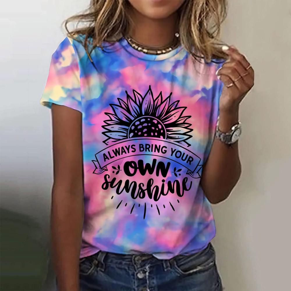 Летние футболки с 3D-принтом и градиентными буквами для женщин, повседневная мода 2000 года, футболка с коротким рукавом, футболки с круглым вырезом, топы, одежда