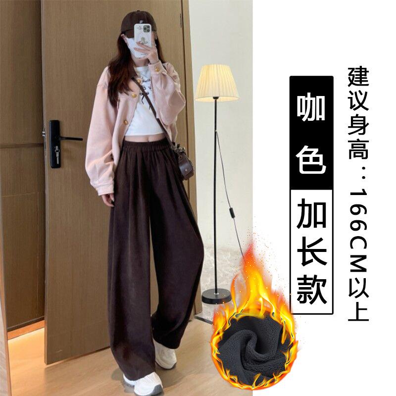 European Cotton Velvet Wide-leg Pants Women's Spring and Autumn New Lazy Wind Loose Yamamoto Pants Thin Drape Straight Casual Pants