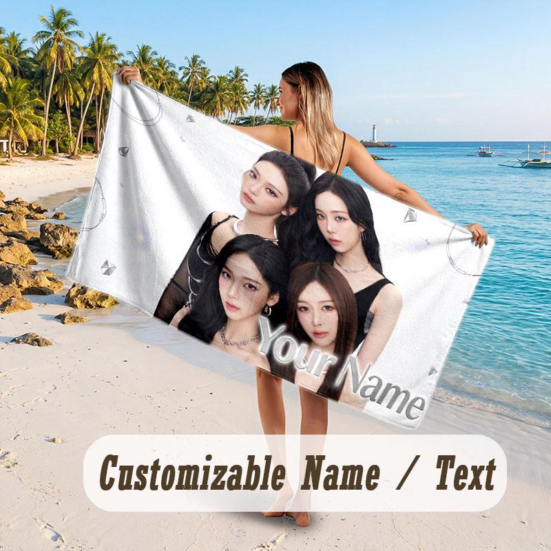 Custom Name Large Beach Towel,aespa Quick Absorbent Towel For Outdoor Travel Poolside
