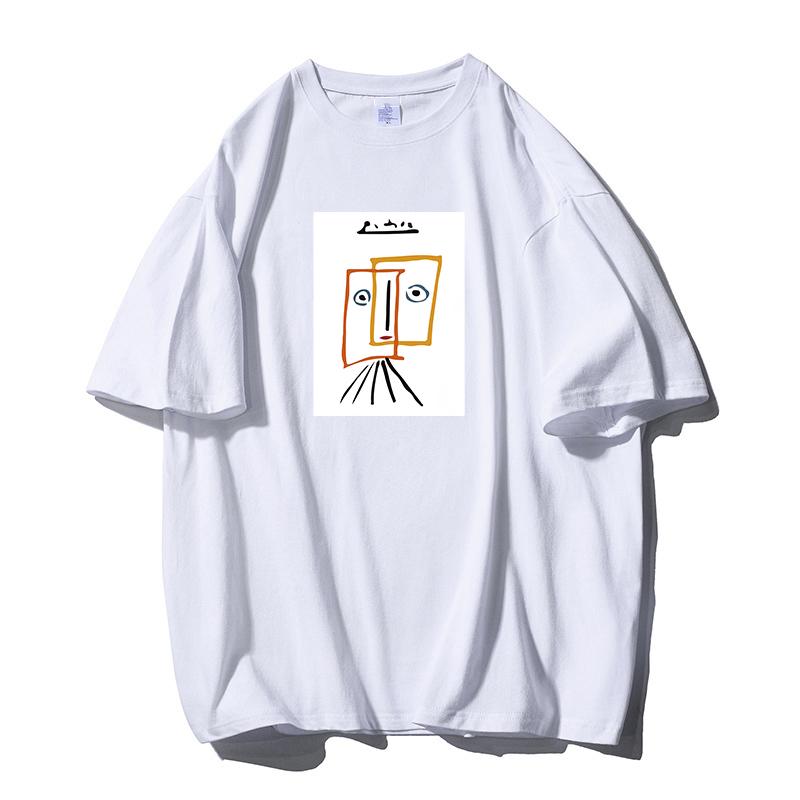 Shellsuning футболка с мультяшным принтом женская летняя модная повседневная простая простая футболка с коротким рукавом из 100% хлопка мягкие футболки женские негабаритные базовые топы для пар