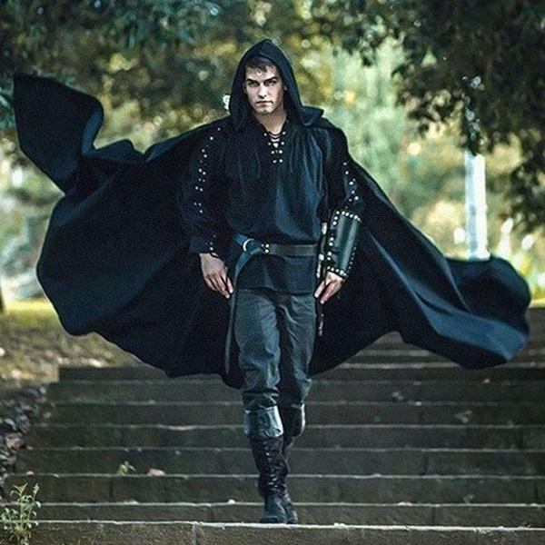 Средневековый костюм для косплея, скандинавский викинг, пират, модная мужская повязка, рубашка в стиле Ренессанс с длинными рукавами, рыцарь, панк, мужская рубашка воина