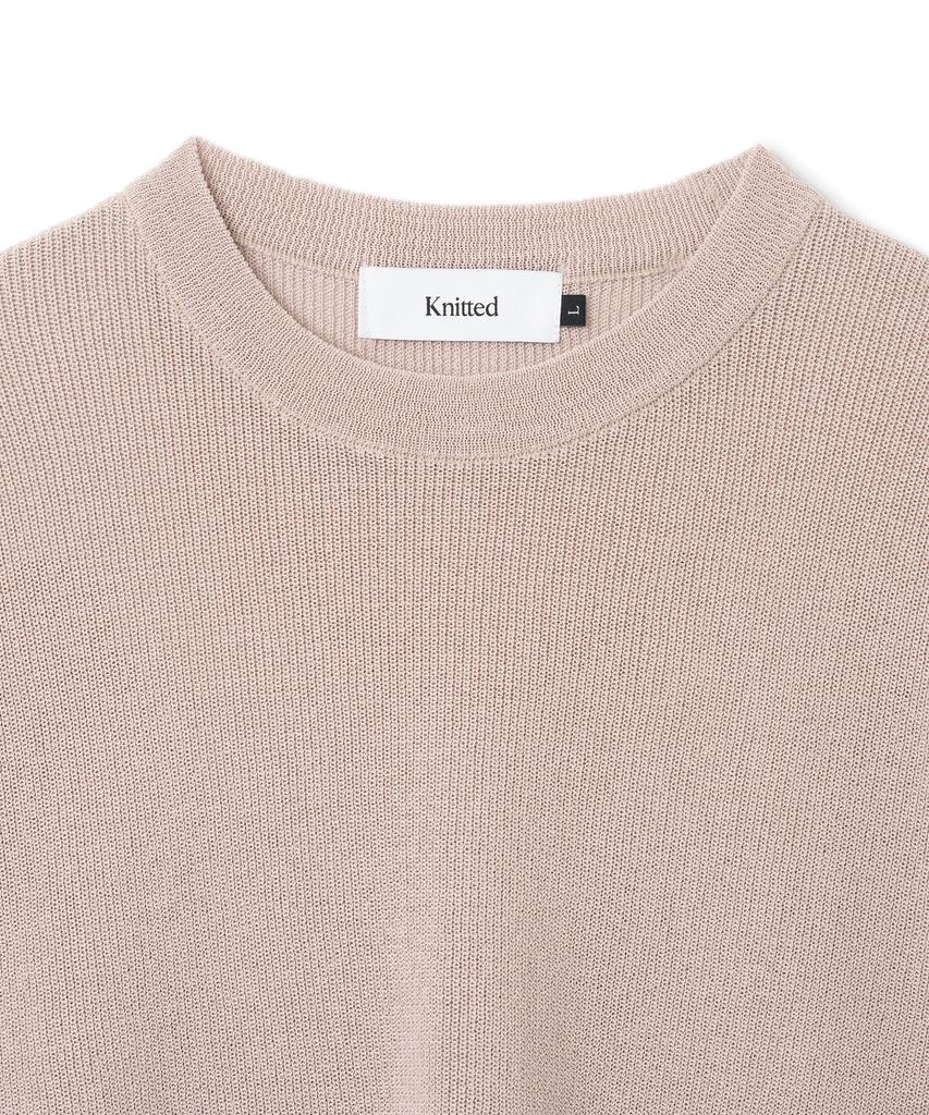 KNITTED Coolever Round Short Sleeve Knit Tee Pink