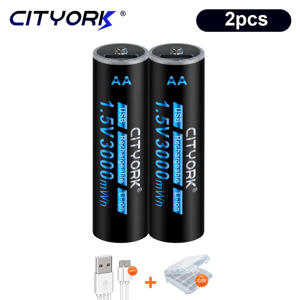 Литий-ионная батарея AA 1,5 В, 3000 мВтч, USB Литиевая аккумуляторная батарея AA, литий-полимерная батарея AA с USB-кабелем для мыши с дистанционным управлением