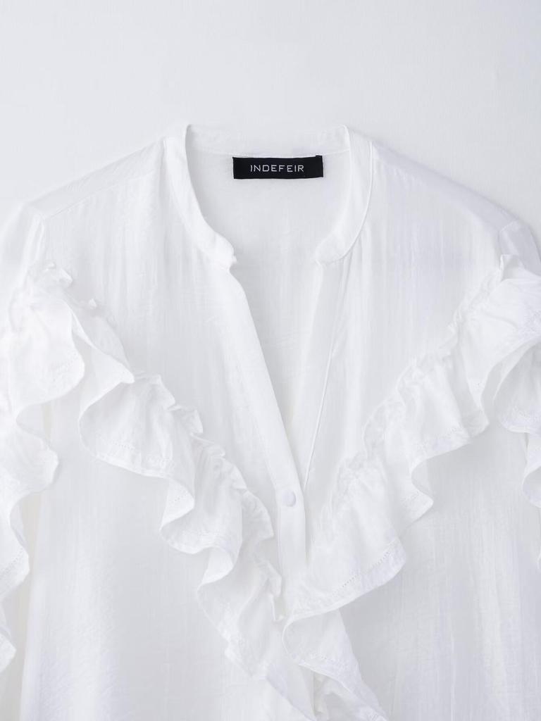 Spring 2025 Women's European & American Style Fashion Lace Layered Shirt