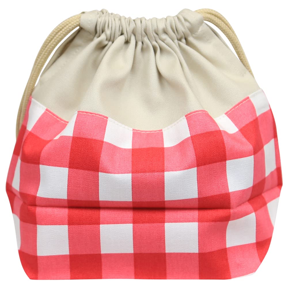 Сумка-мешок на шнурке HOPPE в красную клетку, средняя, сумка для ланча, школьная сумка для ланча, сумка для ланча, школьная сумка для ланча, для детей начальной школы, мальчиков и девочек, сделано в