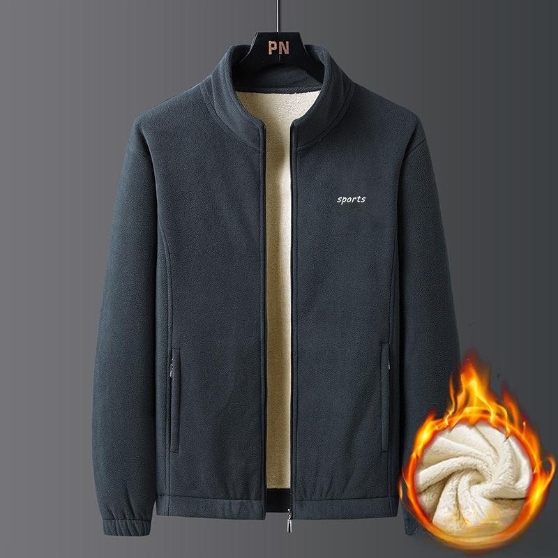 Осень и зима Новая бархатная утолщенная куртка с воротником-стойкой Одежда для папы Куртка для папы среднего и пожилого возраста Мужская одежда