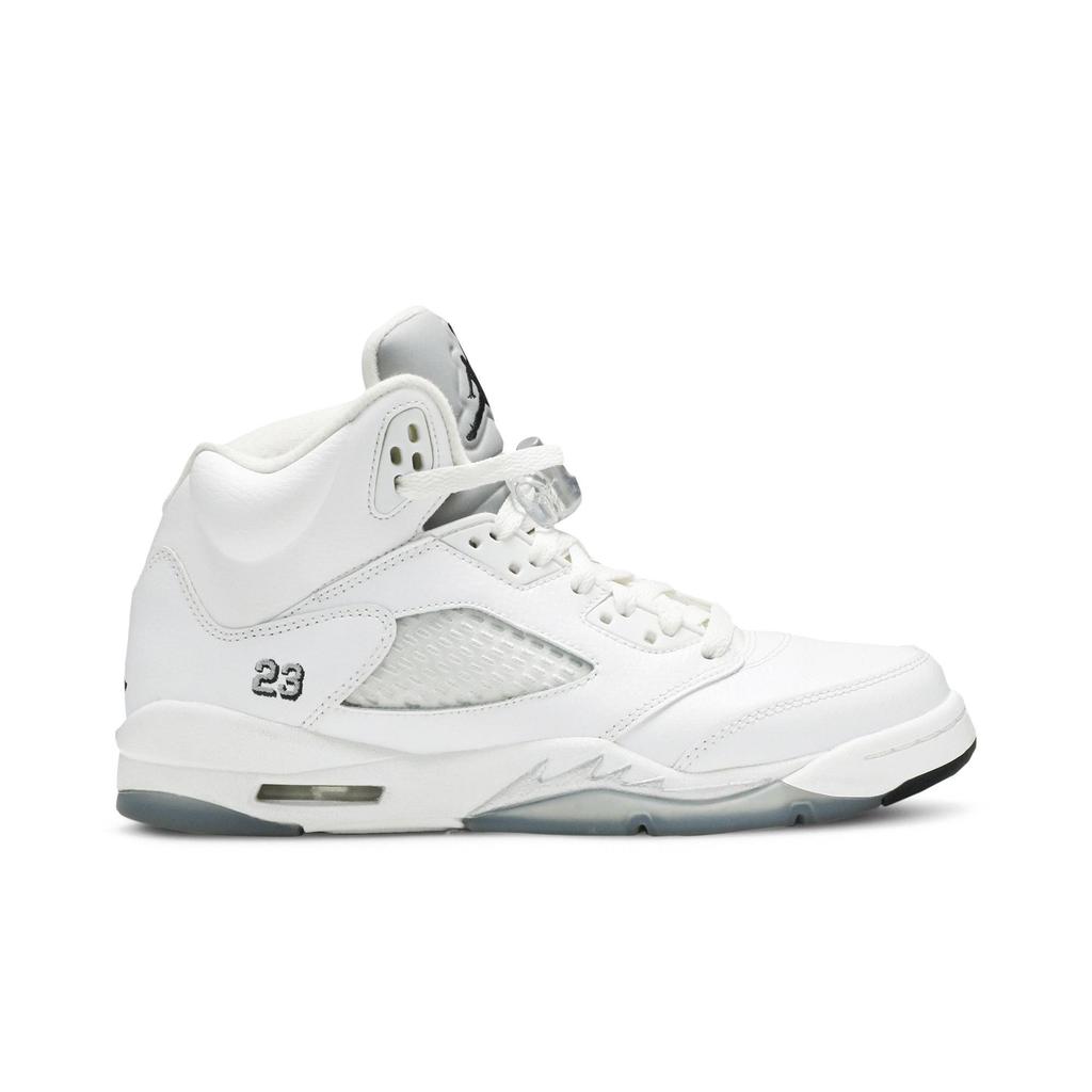 Air Jordan 5 Retro BG 'White Metallic' 2015 (Unisex) White / Black / Metallic Silver Kids' Basketball Shoes 440888 130