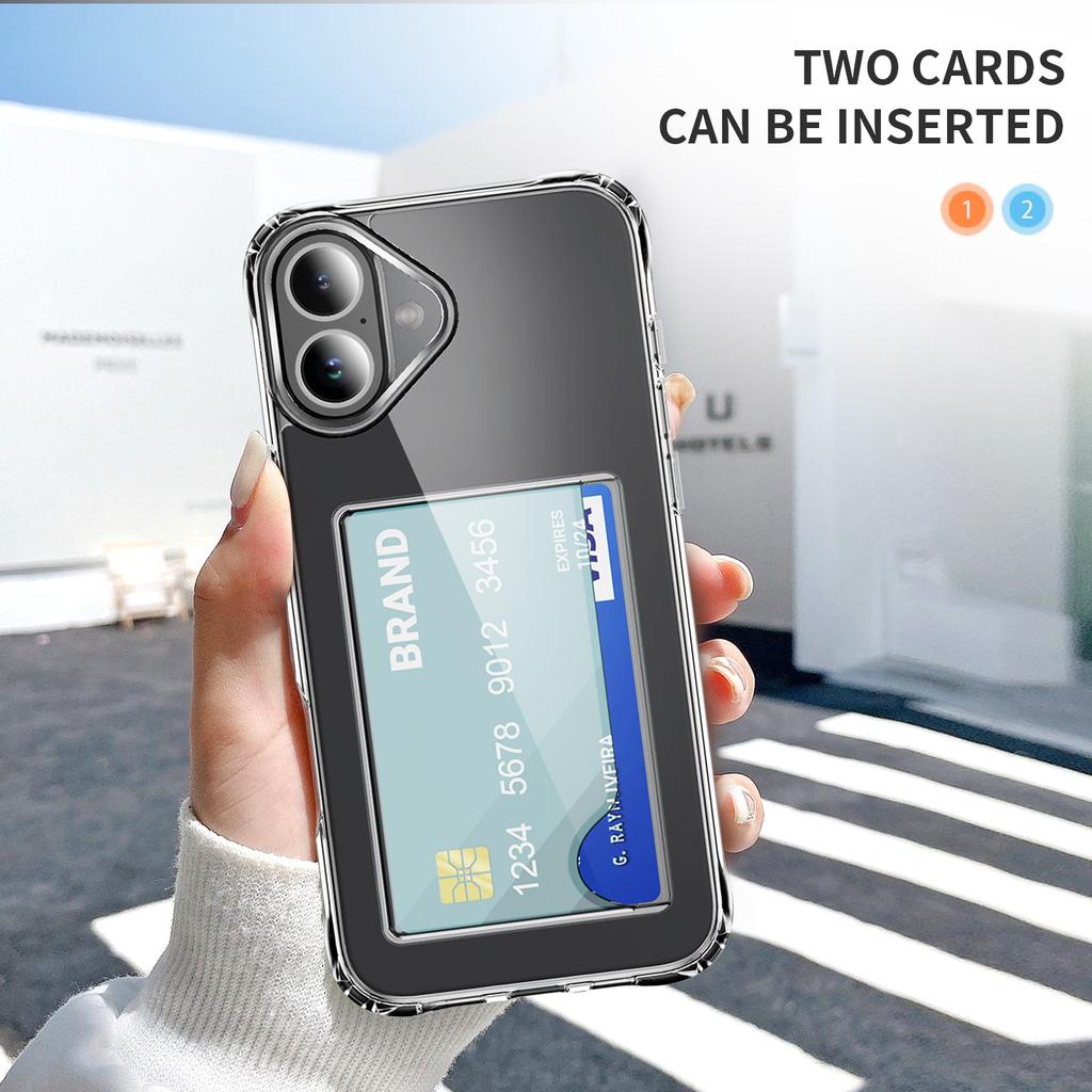 Противоударный чехол для iPhone 16, ТПУ чехол для телефона с держателем для карт