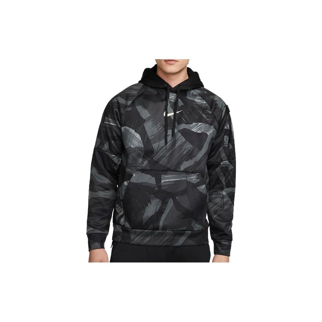 Nike Худи с камуфляжным принтом по всей поверхности Therma-FIT, серо-черное, DQ6950-010