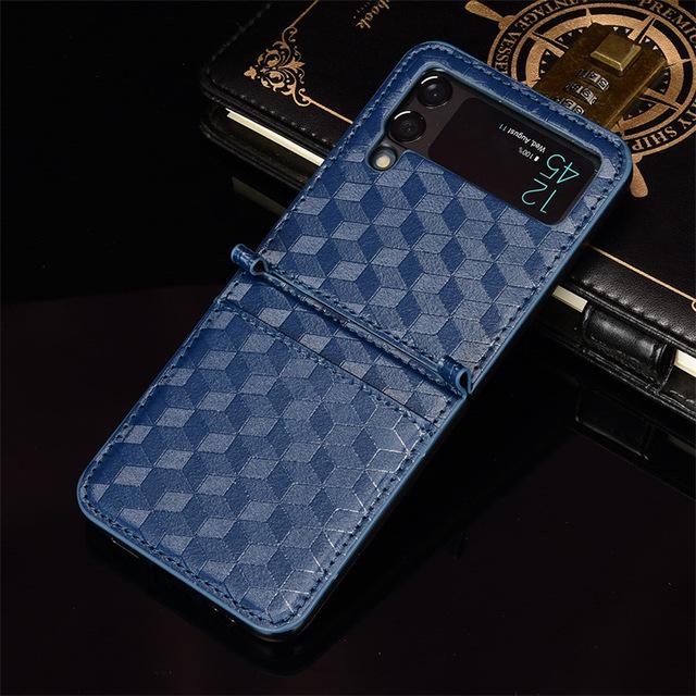 Противоскользящий кожаный чехол с карманом для карт для Samsung Galaxy Z Flip 3 Flip4 Flip 4 5g Flip3 без отпечатков пальцев