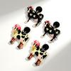 Cute Flower Cow Acrylic Print Earrings for Women Girls New Cartoon Hat Boot Cattle Animals Drop Earring Lovely Jewelry Gifts