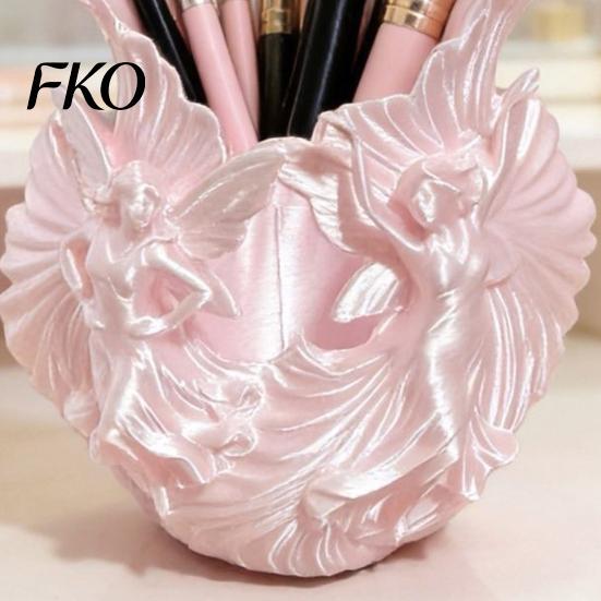 Elegant Pen Holder Makeup Brush Holder, with Thickened Stable Base, Fairies Decor Silk Dressing Table Organizer Texture Storage Box, for Pens