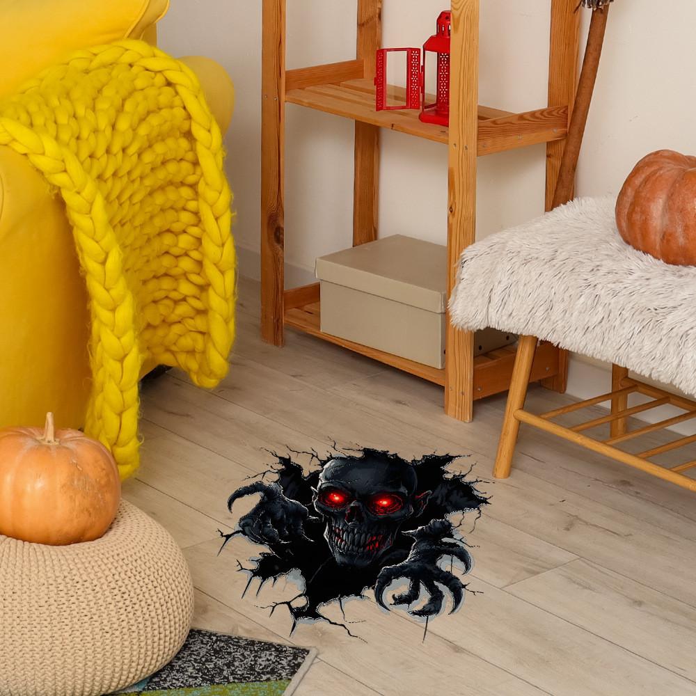 Wall Halloween Scary Breaking Skull Bedroom Living Room Home Stickers Decoration