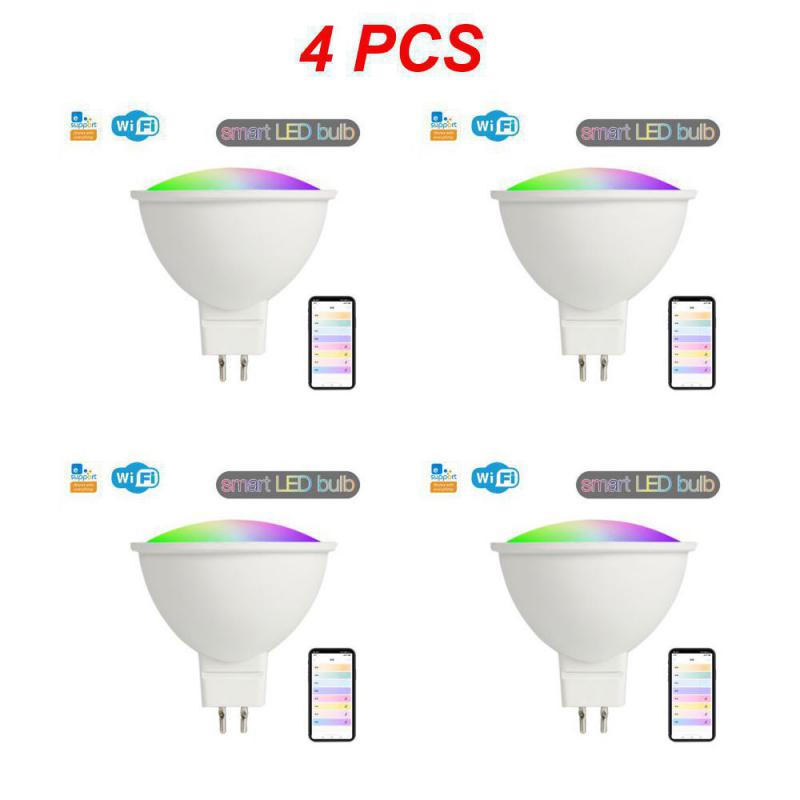 Умная светодиодная лампа WiFi с голосовым управлением Умная лампа MR16 WiFi RGB+CW 5 Вт 12 В Светодиодные лампы с регулируемой яркостью Приложение для лампочек Удаленное голосовое управление Работа