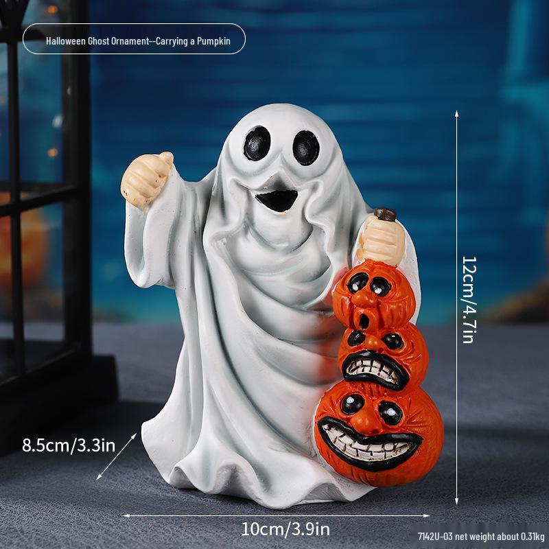 Cross-Border Halloween Skull Resin Ornament - Ghost Festival Decoration for Desktop and Entrance