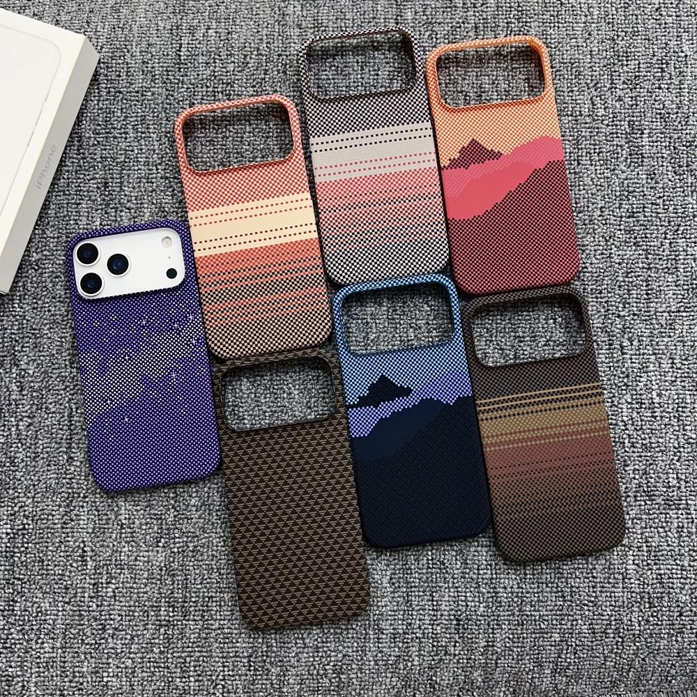 Ультратонкий прочный магнитный чехол из углеродного волокна для For Iphone 17 Air 16 15 14 13 12 Pro Max Plus Безрамочный тонкий для Magsafe ПК-чехол