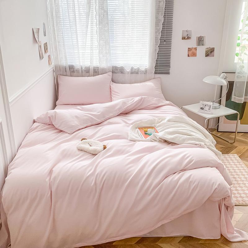 Сплошной цвет, хлопковый комплект из четырех предметов, матовые простыни, три комплекта