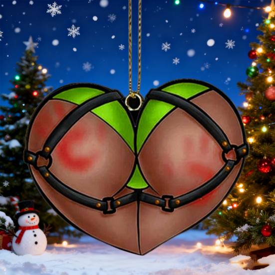 Игривая акриловая рождественская елочная игрушка-подвеска «Непослушное сердце» Праздничное подвесное украшение Забавный праздничный подарок для друзей и семьи