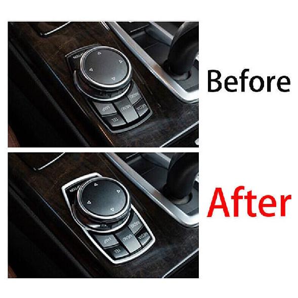Fit For BMW 5 Series 2011-2017 Matte Silver Console Multimedia Button Decor Trim