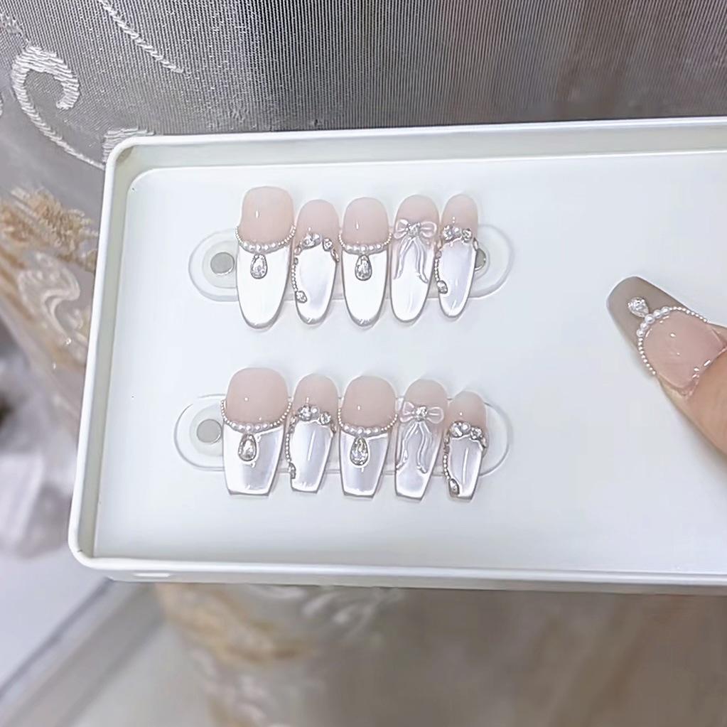 Плетеный вручную бронированный бант Liberty Pearl, циркон, бриллиант, кошачий глаз, высококачественный патч для нейл-арта