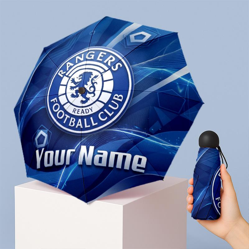 Rangers FC Manual Five Fold 8 Rib Umbrella Support Custom Text, Lightweight Travel Umbrella