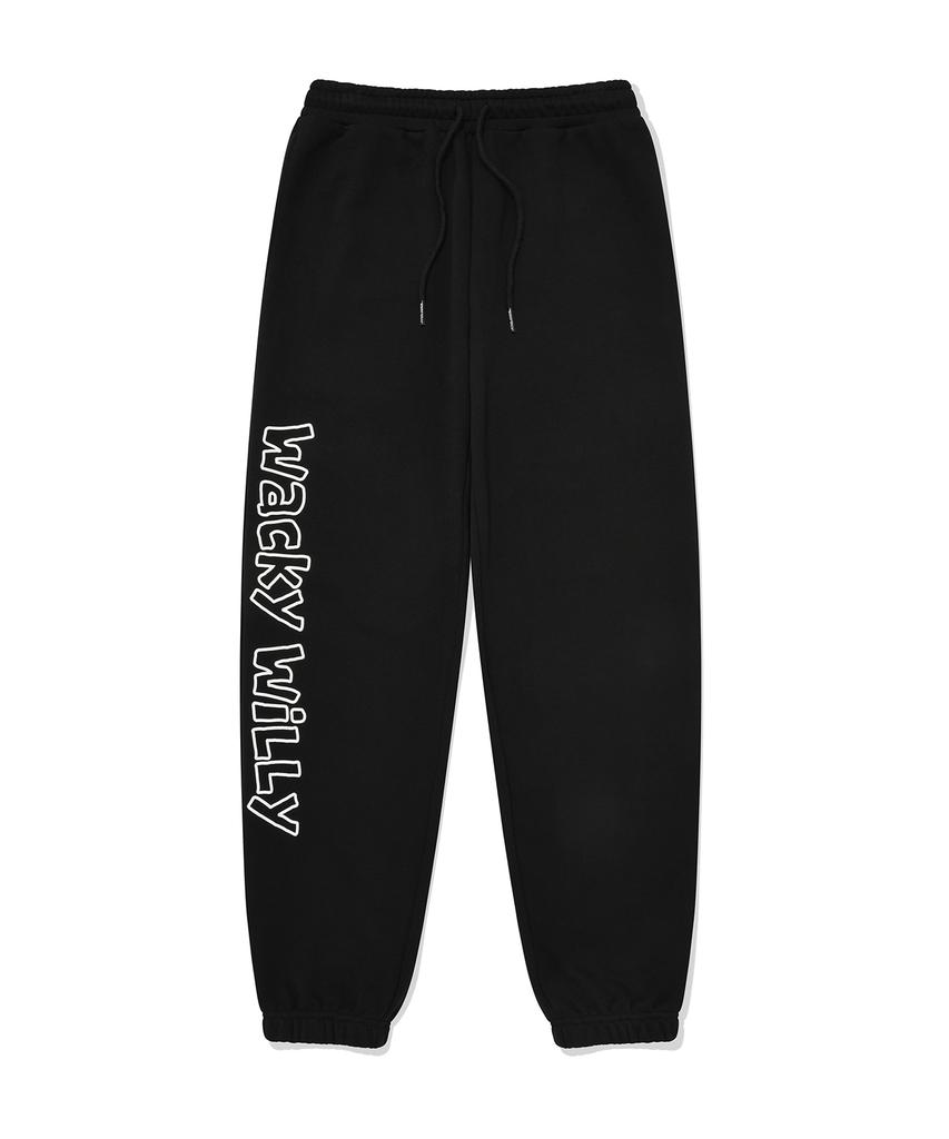 WACKY WILLY Typographic Sweatpants Black