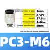 Pneumatic Fittings Brass Mini Connector Air Pipe Quick Plug PC4-M3/M4/M5 4mm Threaded Straight Through Connection