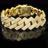 Hip Hop Bracelet Bling Iced Out Miami Zircon Cuban Prong Pave Rhinestone Men Bracelet Necklace For Men Jewelry