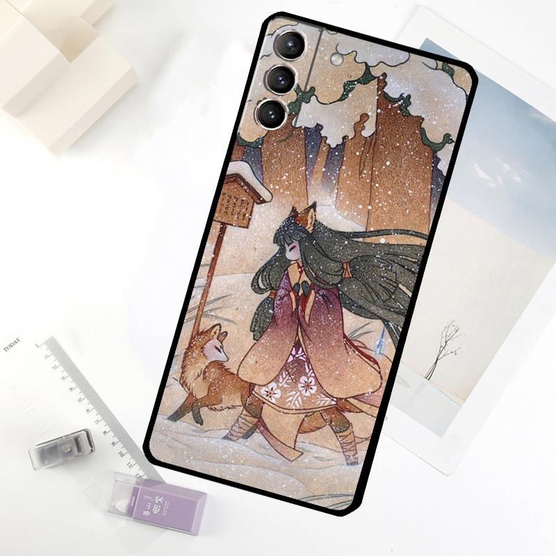 Чехол для телефона с рисунком лисы Кицунэ для Samsung Galaxy S20 FE S21 S22 S23 S24 S25 S26 Ultra S10 S25 Plus S25 FE