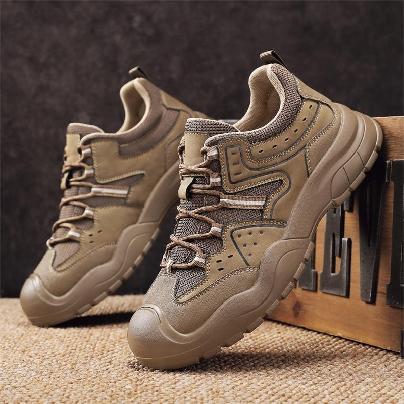 Fashion High Quality Mens Casual Shoes Fashion Comfortable Hiking Shoes Non-slip Sports Shoes Retro Genuine Leather Man Walking Sneakers