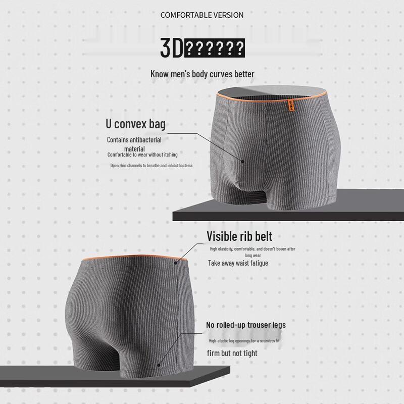 Мужские антибактериальные дышащие хлопковые боксеры Mao Ren - Упаковка из 4 штук в полоску