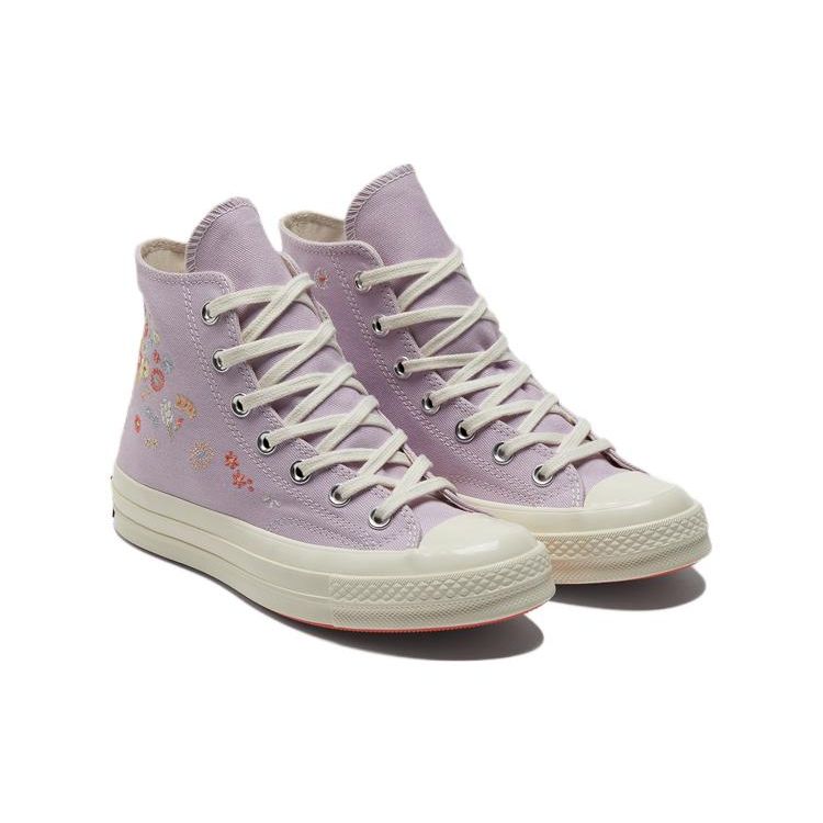 Converse Chuck 70 High с вышитым цветочным принтом - бледно-аметистовые женские кроссовки фиолетового цвета с несколькими цаплями A01584C