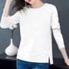 Spring Colorful Butterfly Print T-Shirts Long Sleeves Bottoming Shirts Women Cotton Pullover Casual Slit Shirt