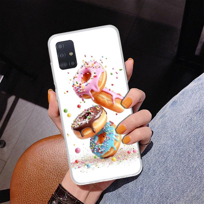 Чехол для телефона Macaron Ice Cream Cake Doughnut для Samsung Galaxy A52 A32 A22 A12 A51 A31 A50S A30S A20S A10S Note 20 Ultra 10 Plus