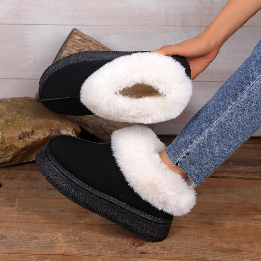 Thicken Plush Thick Bottom Women Snow Boots Round Toe Slip-On Winter Women'S Cotton Shoes Fluffy Fuzzy Warm Non Slip Ankle Boots