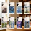 Чехол для телефона Claude Monet Ins Fishion для Samsung S25,24,23,22,30,21,10,9,Ultra,Plus,Lite Мягкий черный чехол