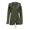 Womens Cotton Hooded Trench Coat Loose Fit Solid Color Plus Size Outerwear F596-1